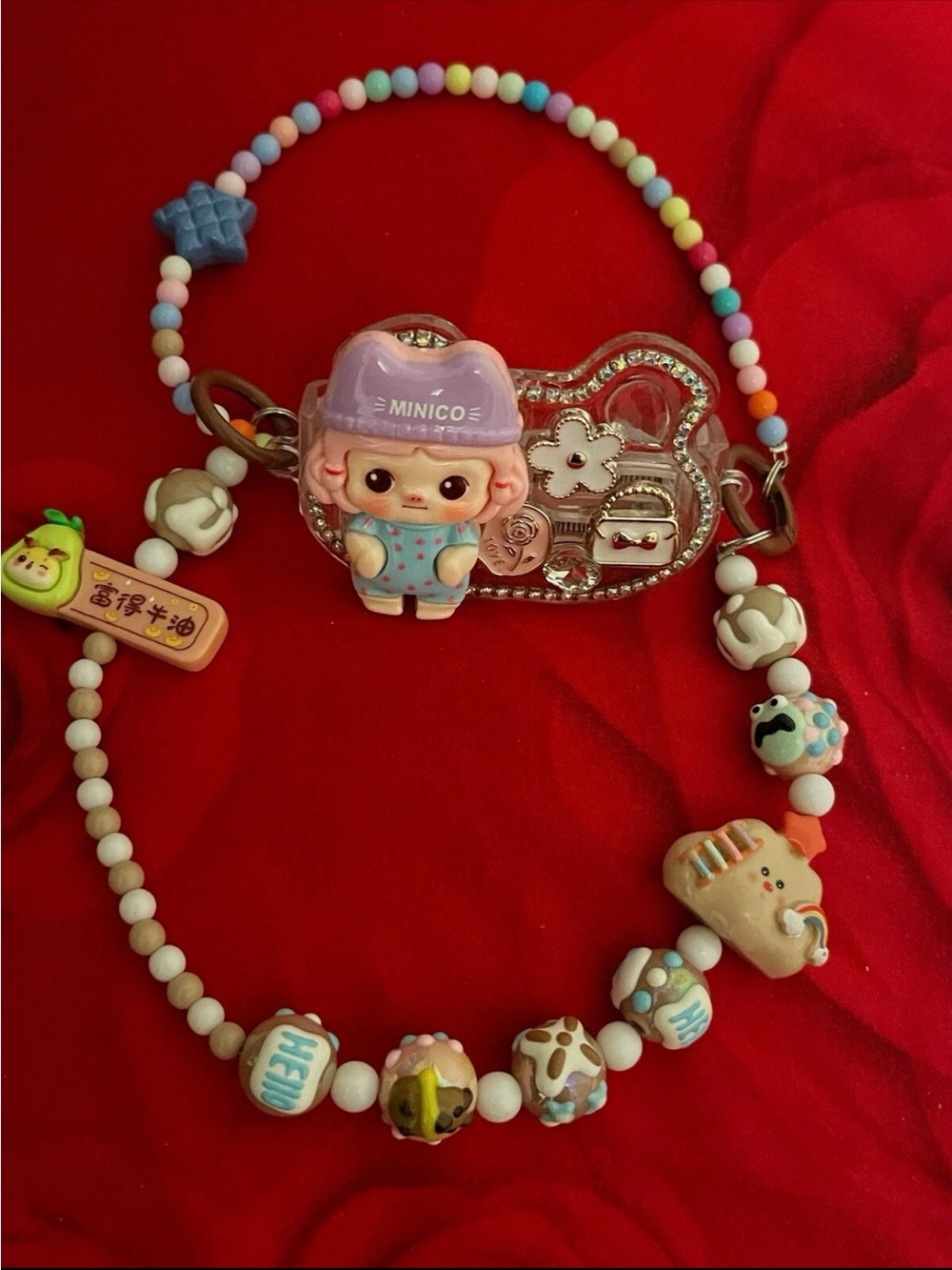 Miniso For iPhone chain Cute Phone Holder Case W/Chain
